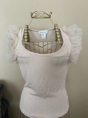 Rachel Zoe Pale Blush Ruffle Sleeve Tank